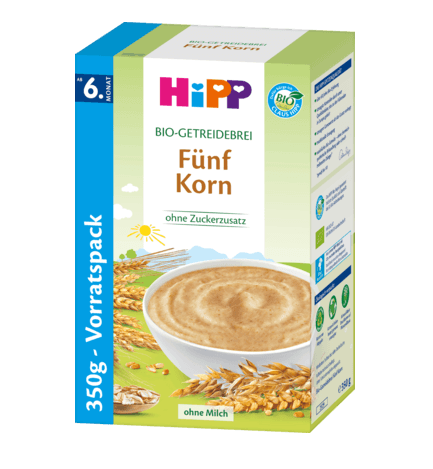德国原装进口HIPP喜宝 有机天然 5种谷物2段米粉350g