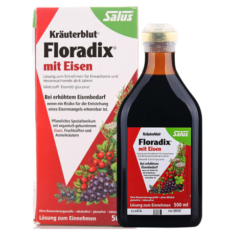 德国Salus Floradix 萨露斯补铁营养液 Eisen 500ml (rote Packung)